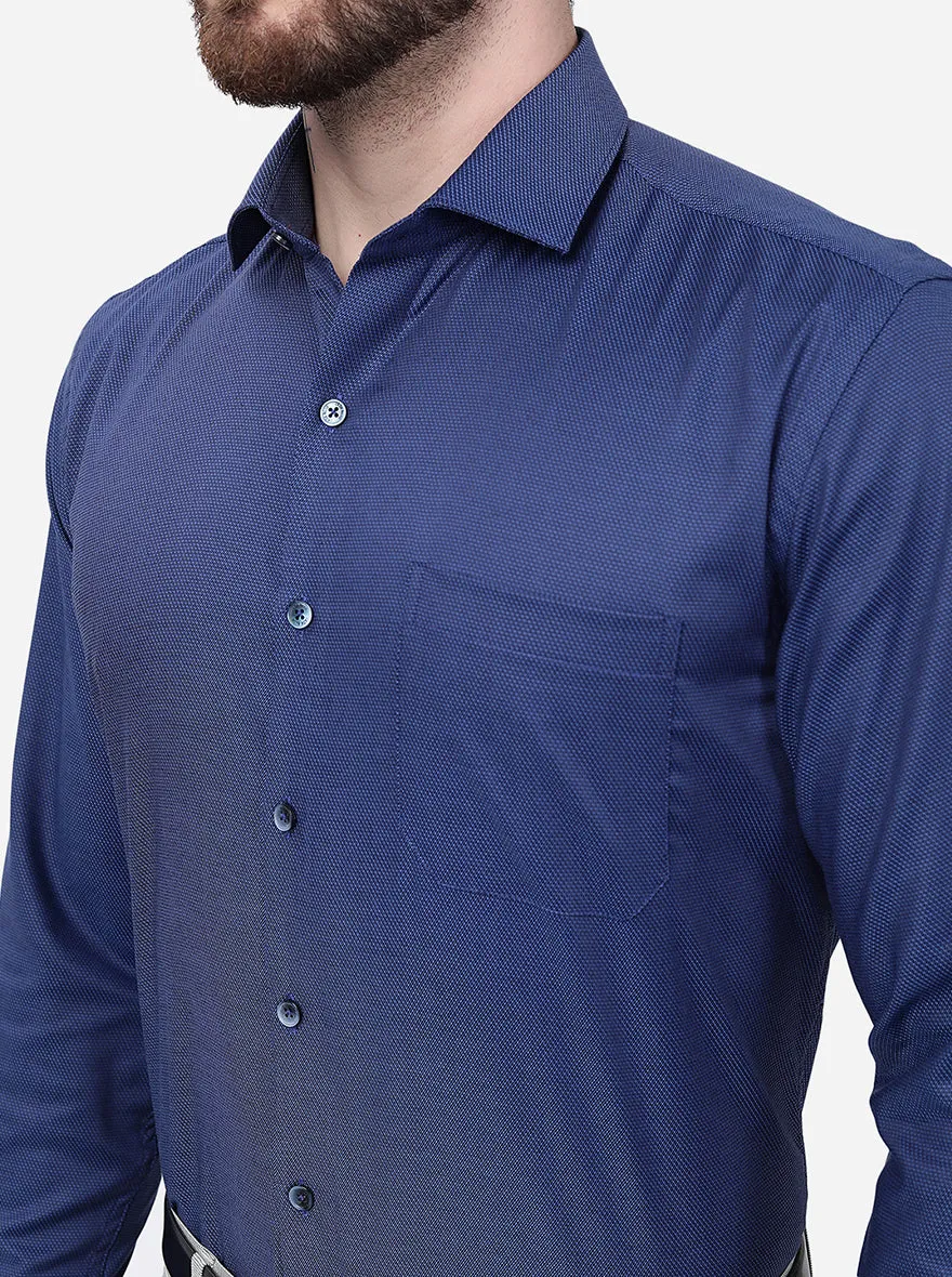 Blue Solid Regular Fit Formal Shirt | JadeBlue