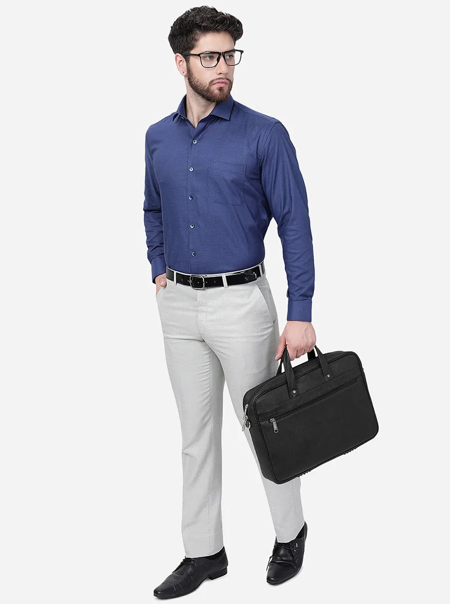 Blue Solid Regular Fit Formal Shirt | JadeBlue