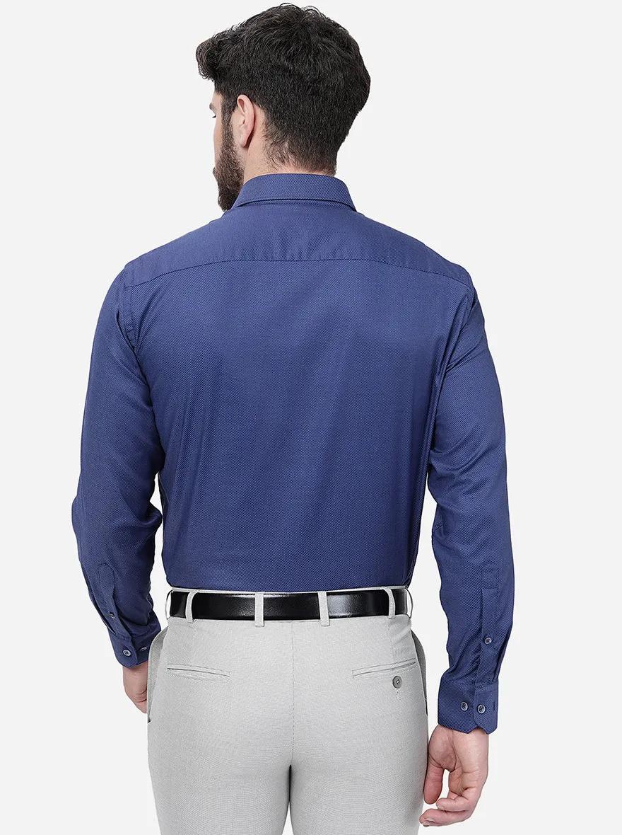 Blue Solid Regular Fit Formal Shirt | JadeBlue