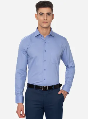 Blue Solid Regular Fit Formal Shirt | JadeBlue