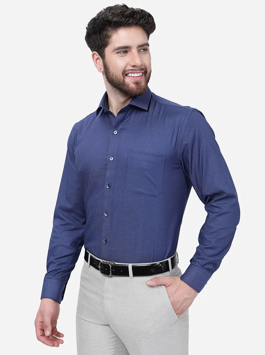 Blue Solid Regular Fit Formal Shirt | JadeBlue