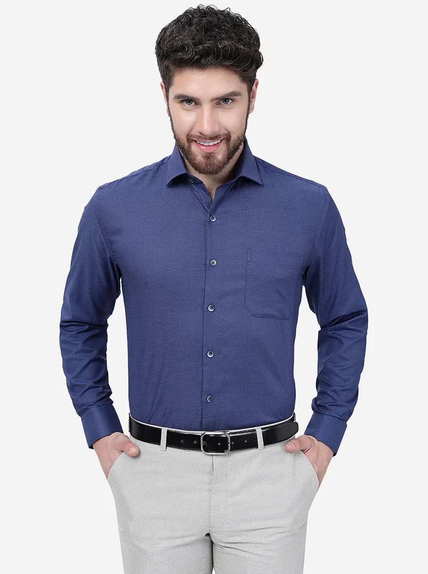Blue Solid Regular Fit Formal Shirt | JadeBlue