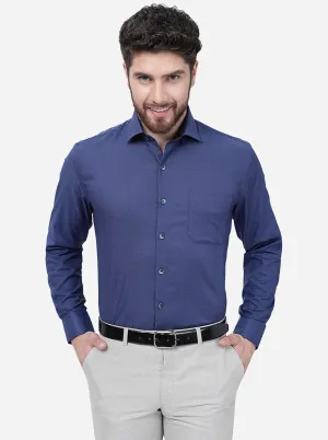 Blue Solid Regular Fit Formal Shirt | JadeBlue