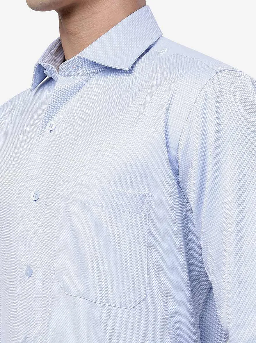 Blue Solid Slim Fit Formal Shirt | Metal