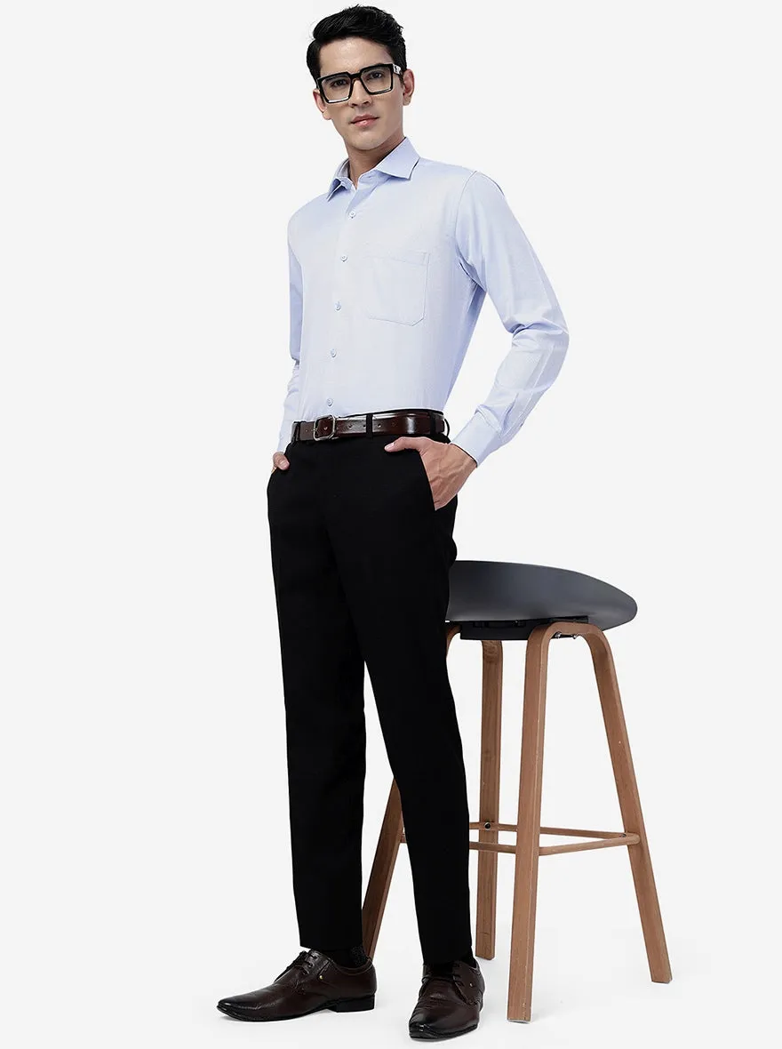 Blue Solid Slim Fit Formal Shirt | Metal