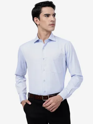 Blue Solid Slim Fit Formal Shirt | Metal