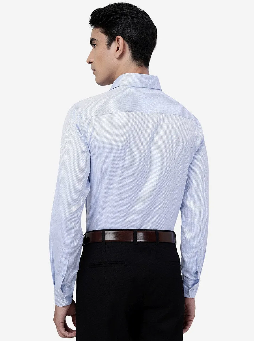 Blue Solid Slim Fit Formal Shirt | Metal