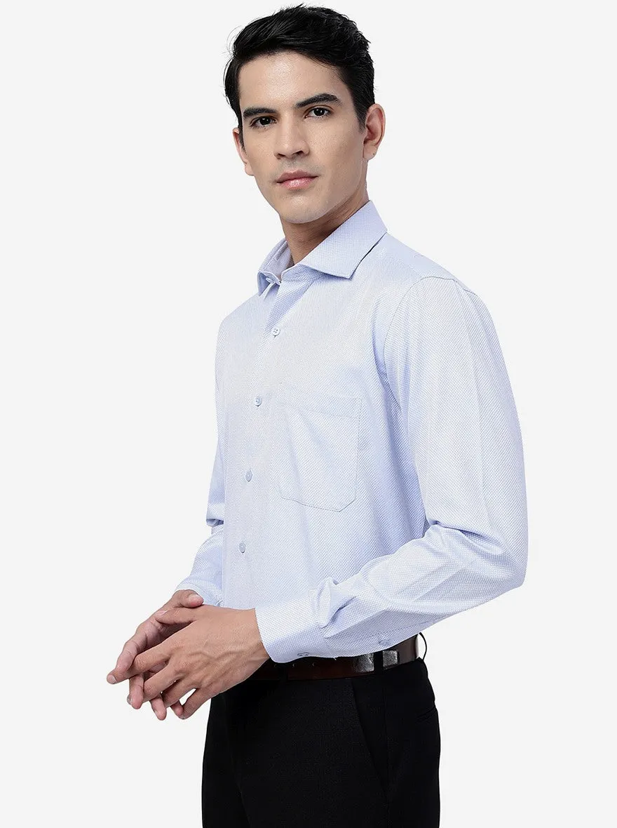 Blue Solid Slim Fit Formal Shirt | Metal