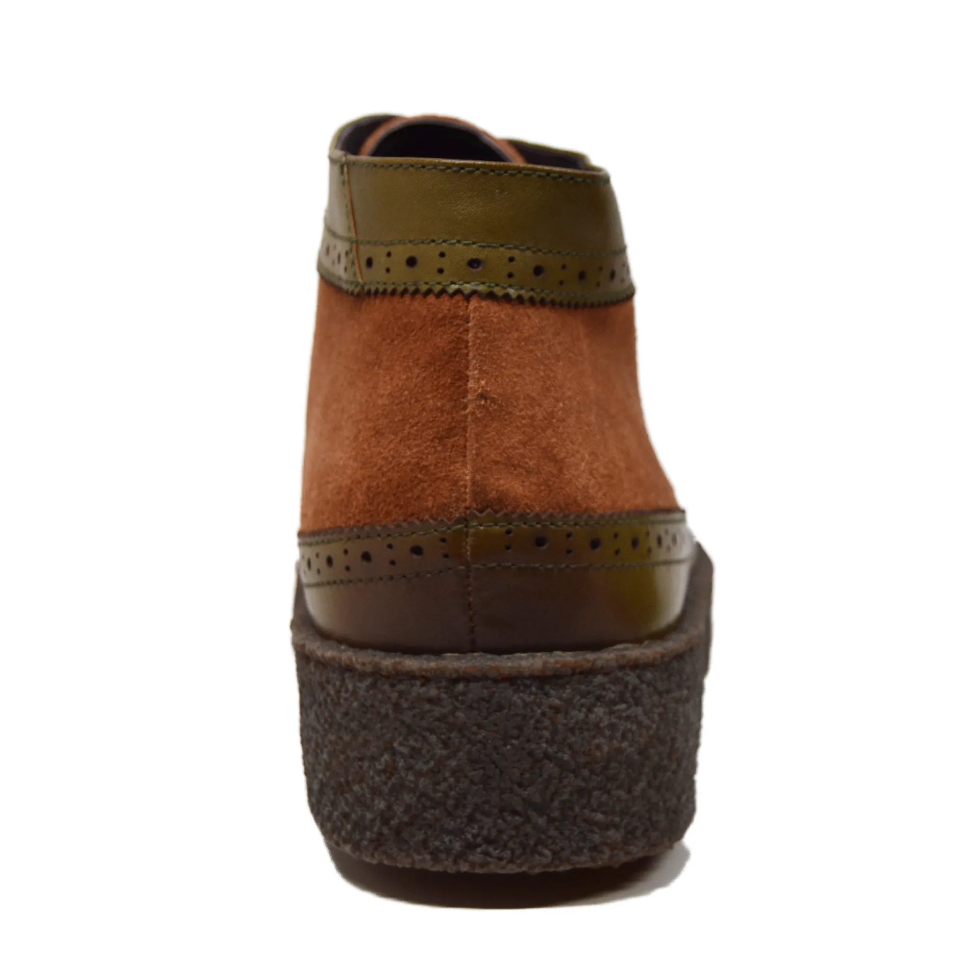 British Walkers Custom Made Original Playboy Wingtips Men's Green Leather and Brown Suede High Tops Ankle Boots
