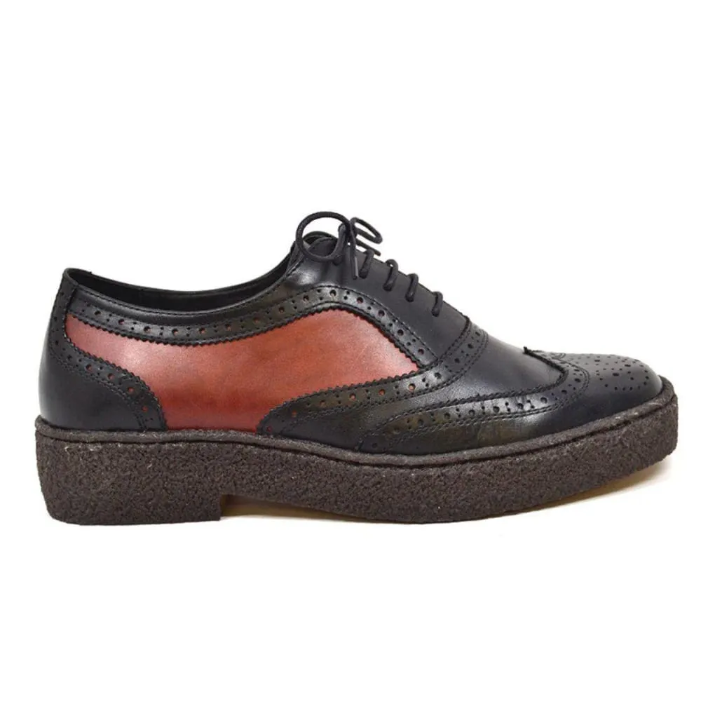 British Walkers Playboy Original Low Top Men's Black and Rust Leather Wingtips Ankle Boots