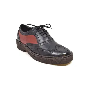 British Walkers Playboy Original Low Top Men's Black and Rust Leather Wingtips Ankle Boots
