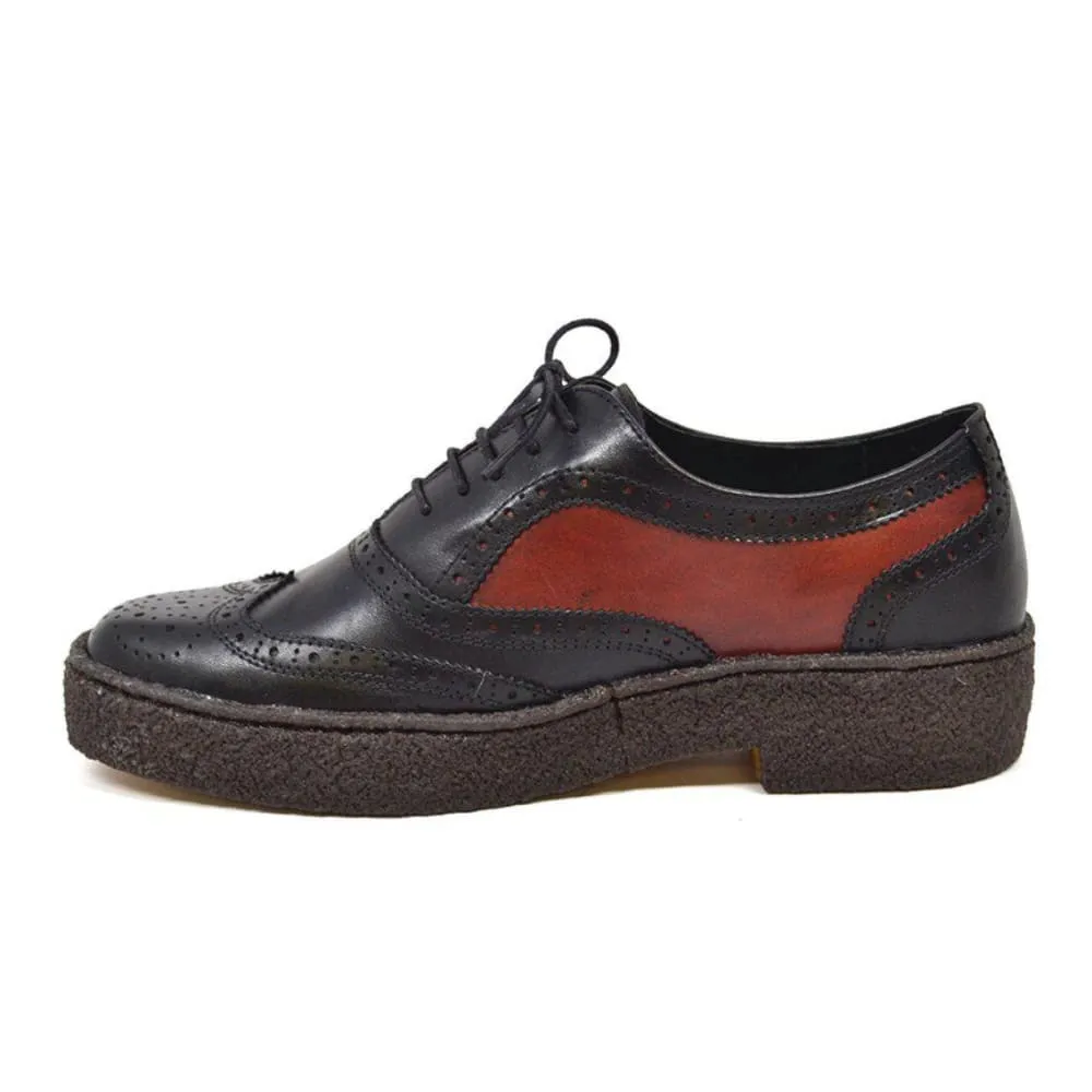 British Walkers Playboy Original Low Top Men's Black and Rust Leather Wingtips Ankle Boots