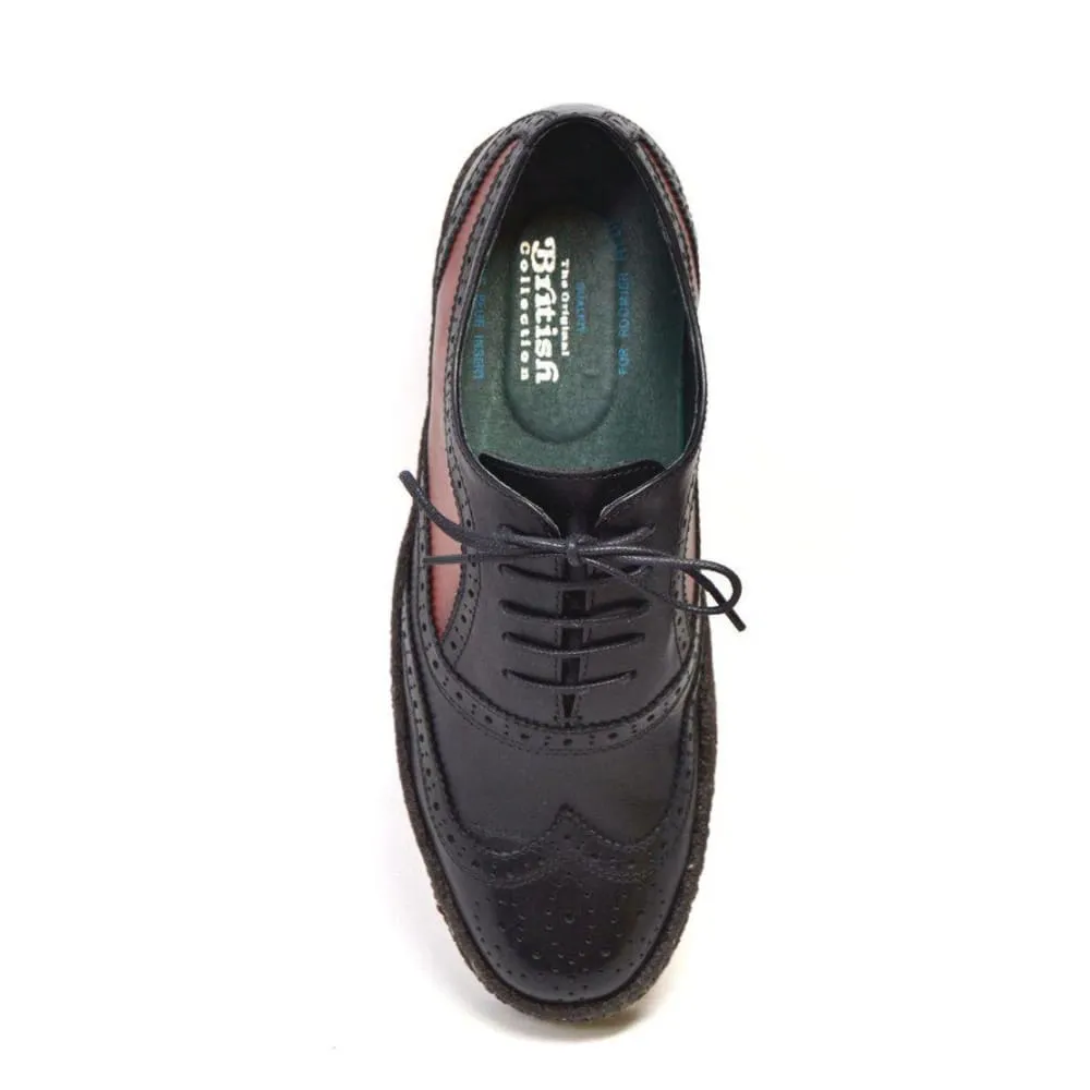 British Walkers Playboy Original Low Top Men's Black and Rust Leather Wingtips Ankle Boots