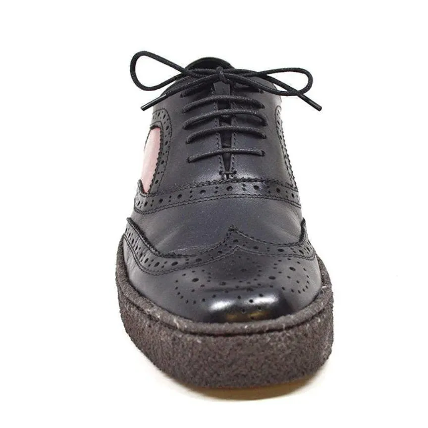 British Walkers Playboy Original Low Top Men's Black and Rust Leather Wingtips Ankle Boots