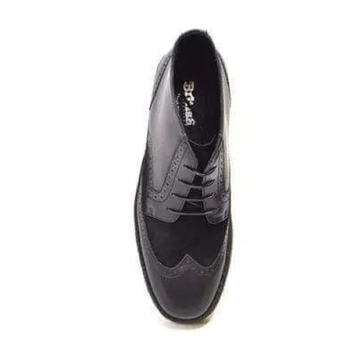 British Walkers Playboy Wingtips Custom Made Men's Two Tone Black Leather and Suede High Top Boots Ankle Boots