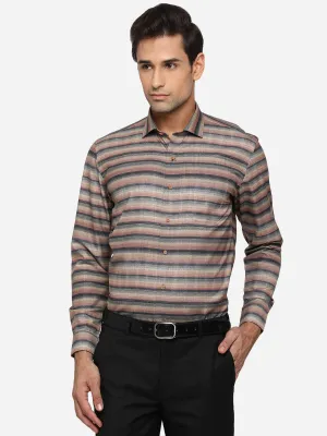 Brown Printed Slim Fit Party Wear Shirt | Greenfibre