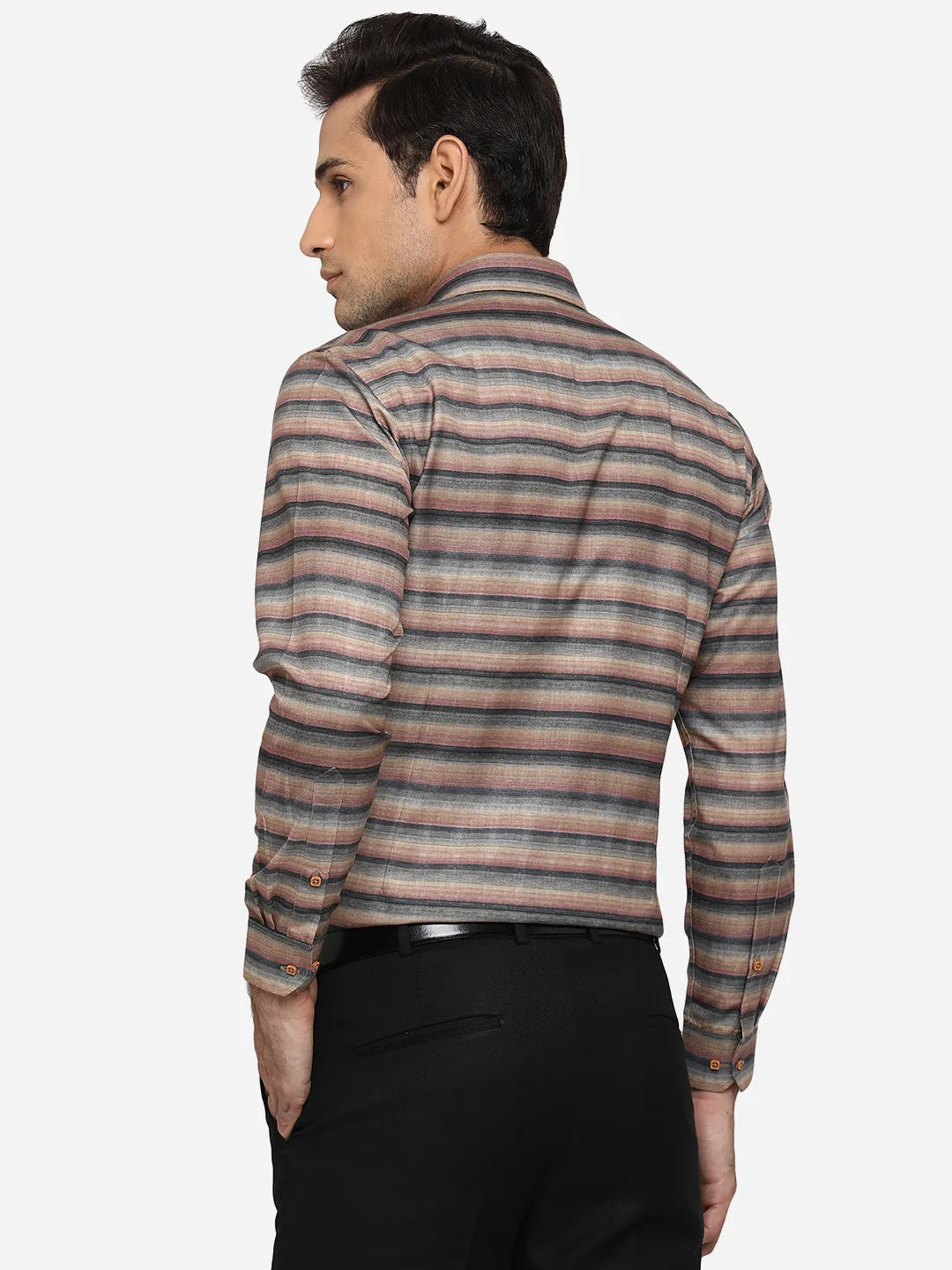Brown Printed Slim Fit Party Wear Shirt | Greenfibre