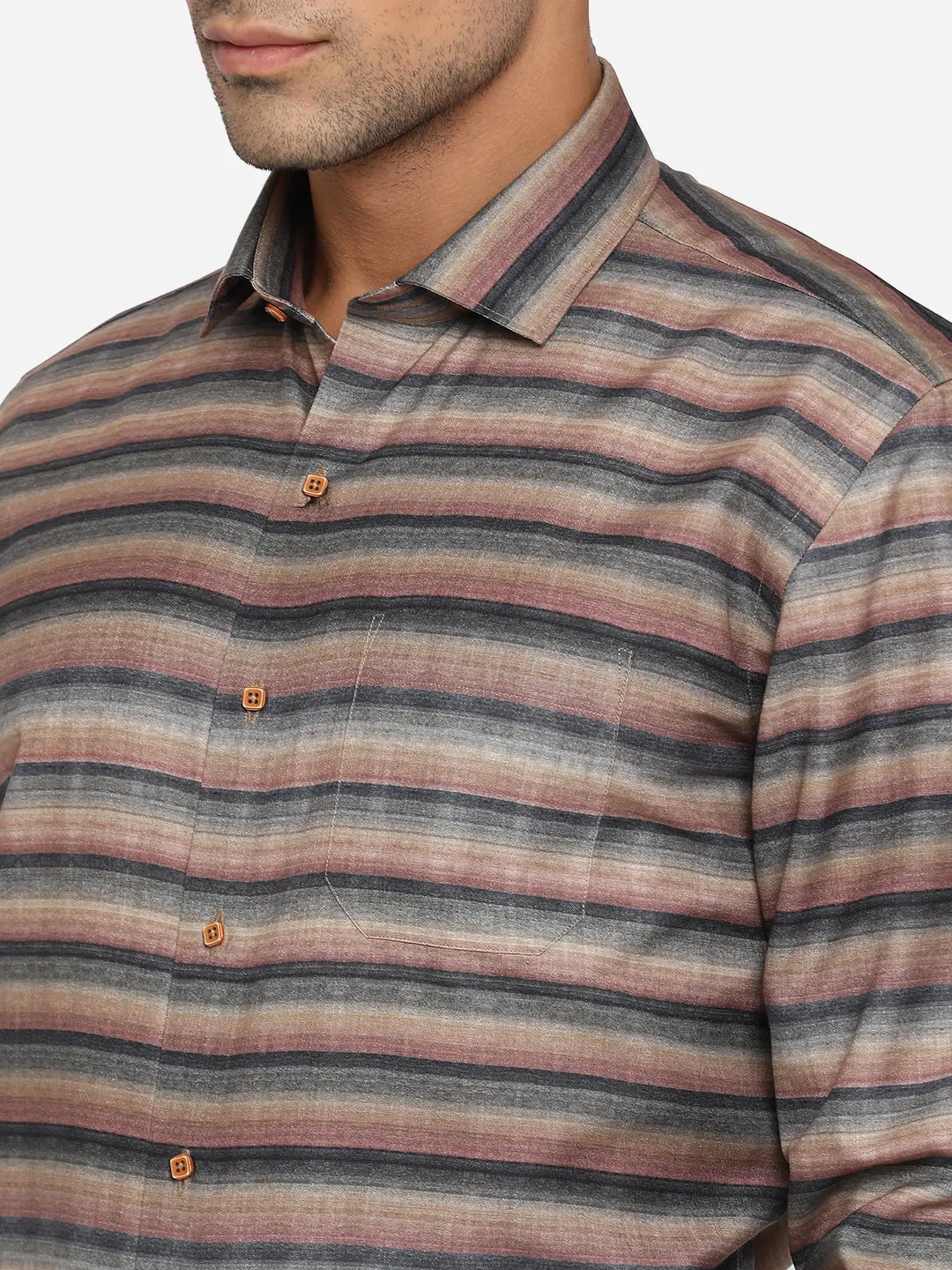 Brown Printed Slim Fit Party Wear Shirt | Greenfibre