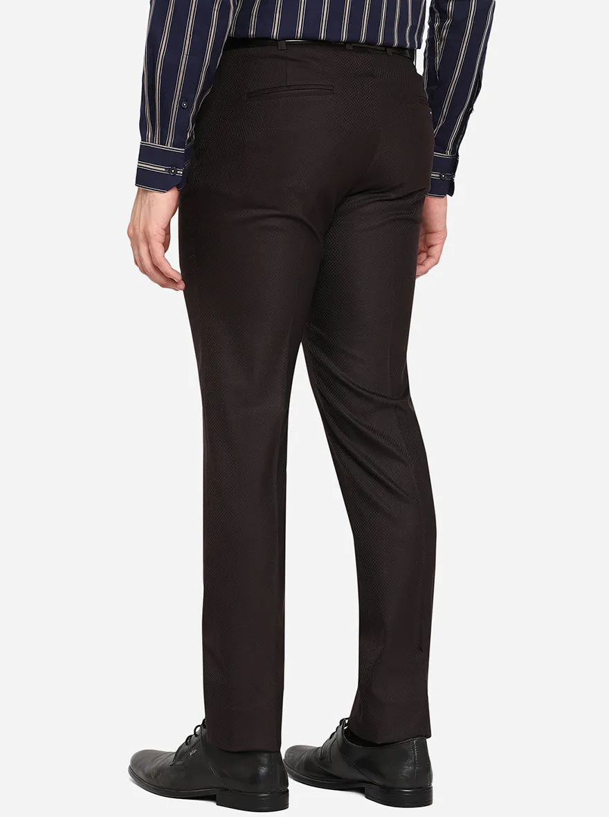 Brown Solid Slim Fit Formal Trouser | JB Studio