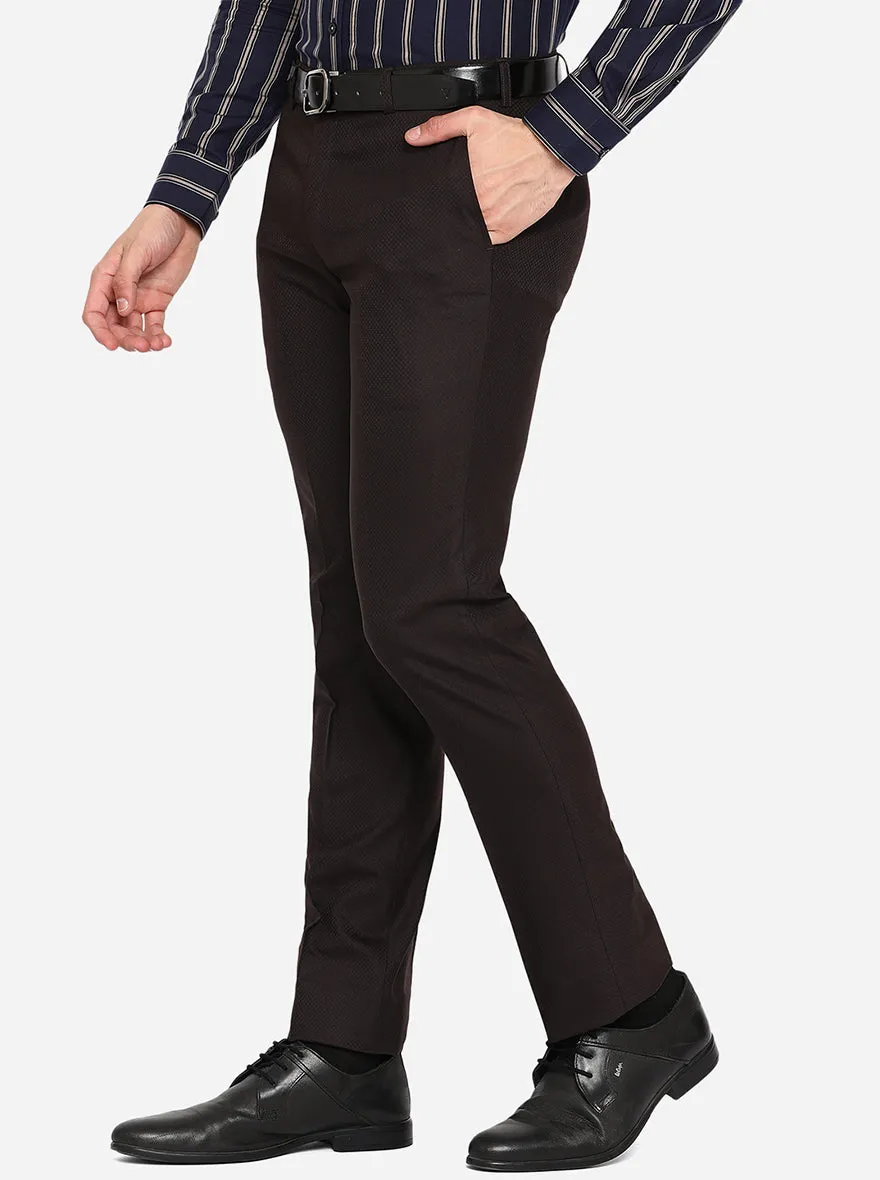 Brown Solid Slim Fit Formal Trouser | JB Studio