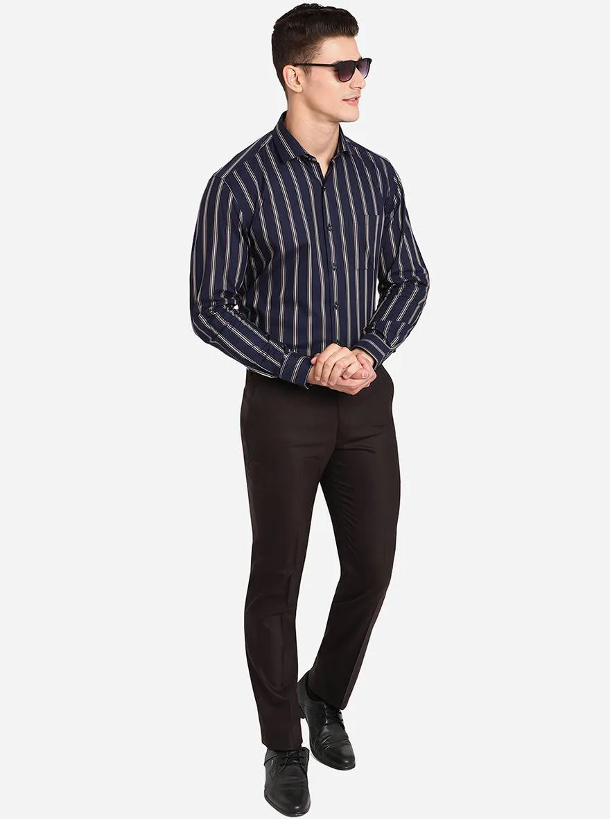Brown Solid Slim Fit Formal Trouser | JB Studio