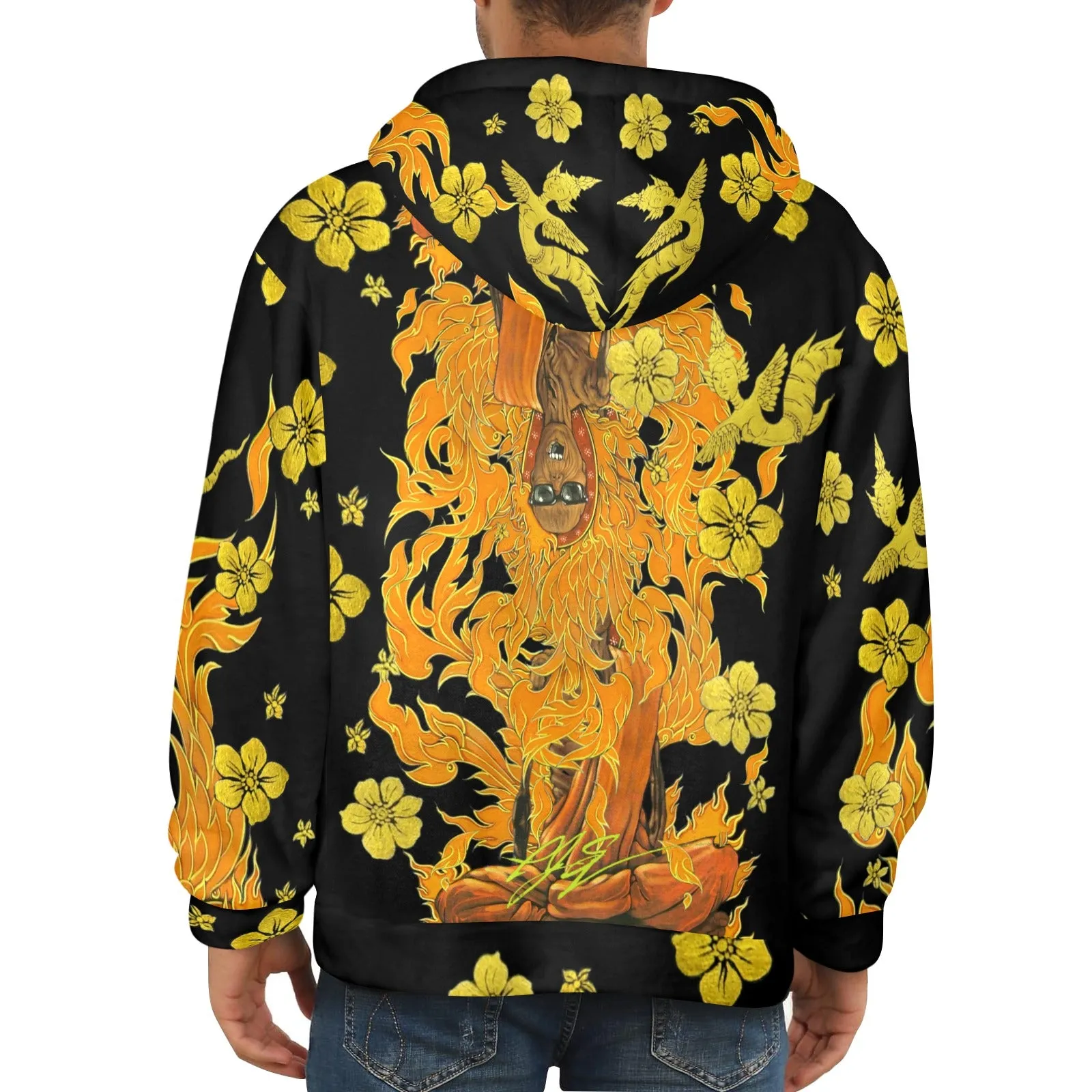 Burning Monk As Below So Above Men's Flannel Hoodie