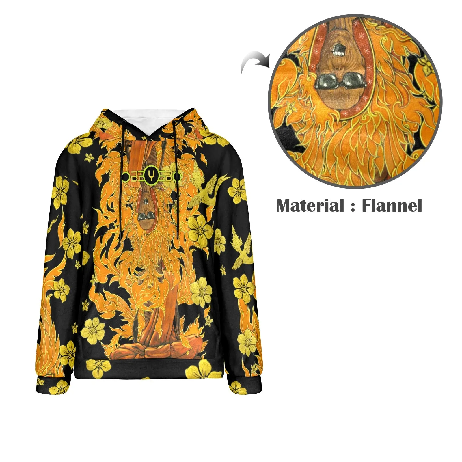 Burning Monk As Below So Above Men's Flannel Hoodie