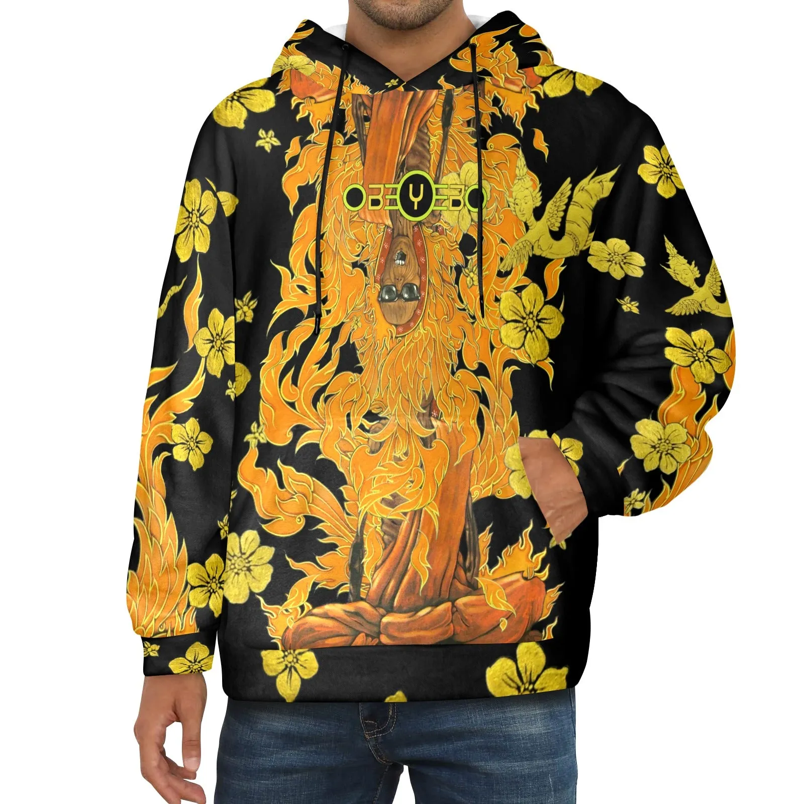 Burning Monk As Below So Above Men's Flannel Hoodie