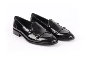 Carlton Short Cut Patent Leather Double Monk Loafers