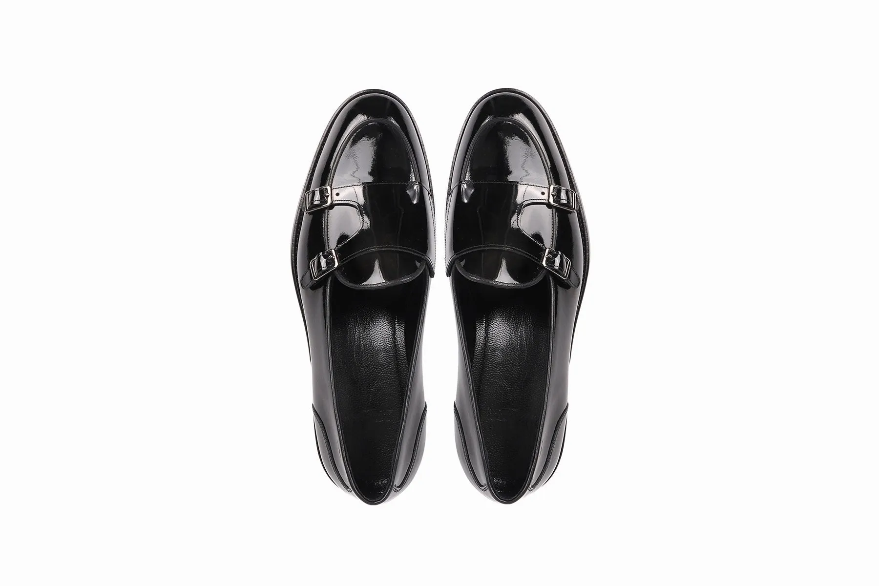 Carlton Short Cut Patent Leather Double Monk Loafers
