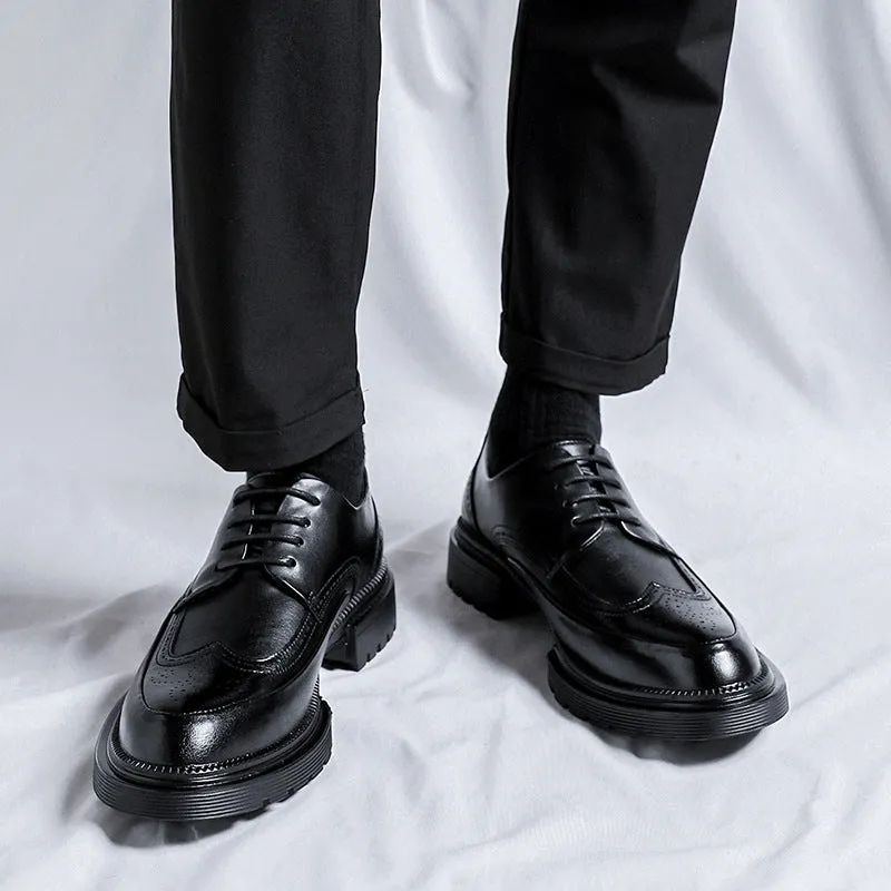 Casual Brogue Platform Leather Shoes for Men