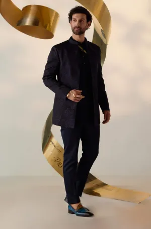 Celestial blue bandhgala and trousers