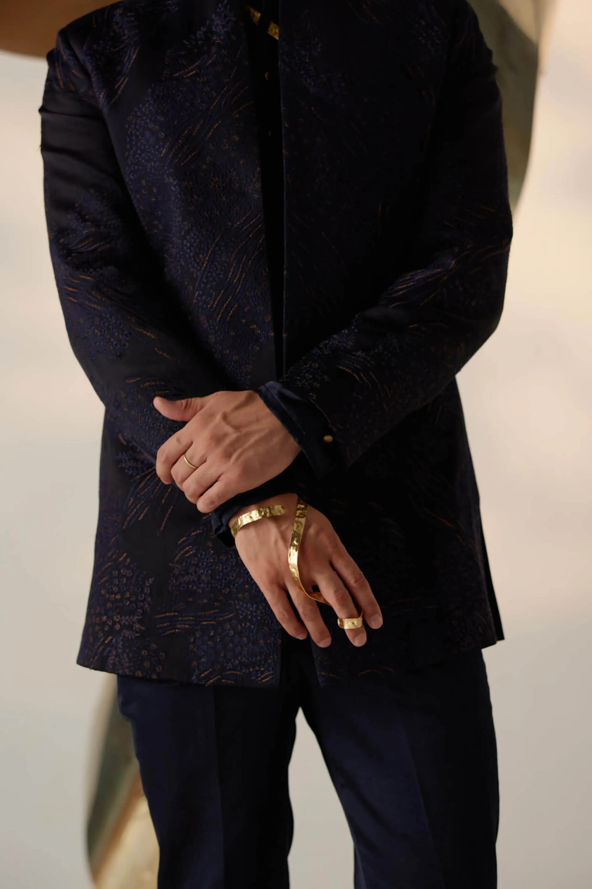Celestial blue bandhgala and trousers
