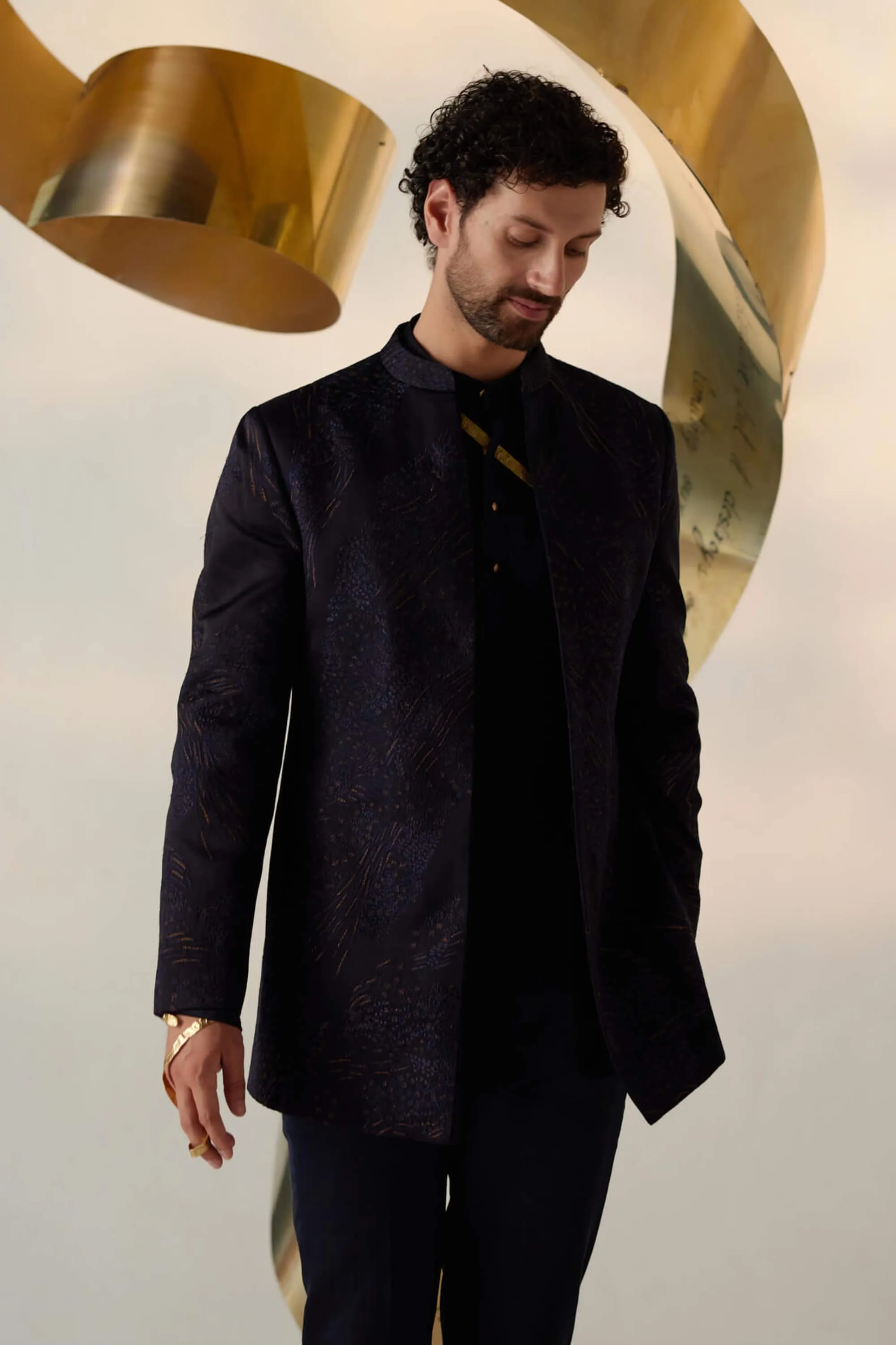 Celestial blue bandhgala and trousers