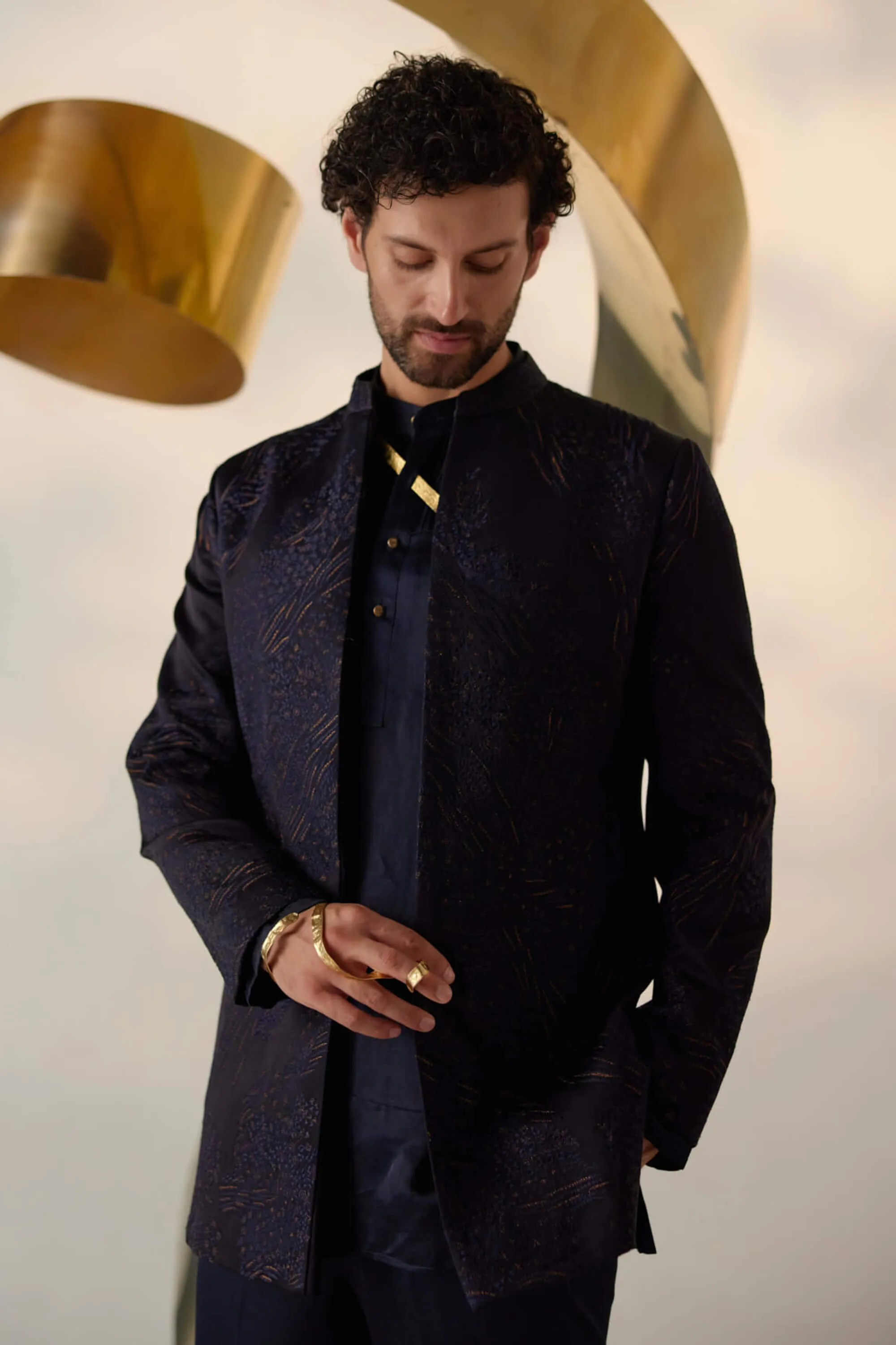 Celestial blue bandhgala and trousers