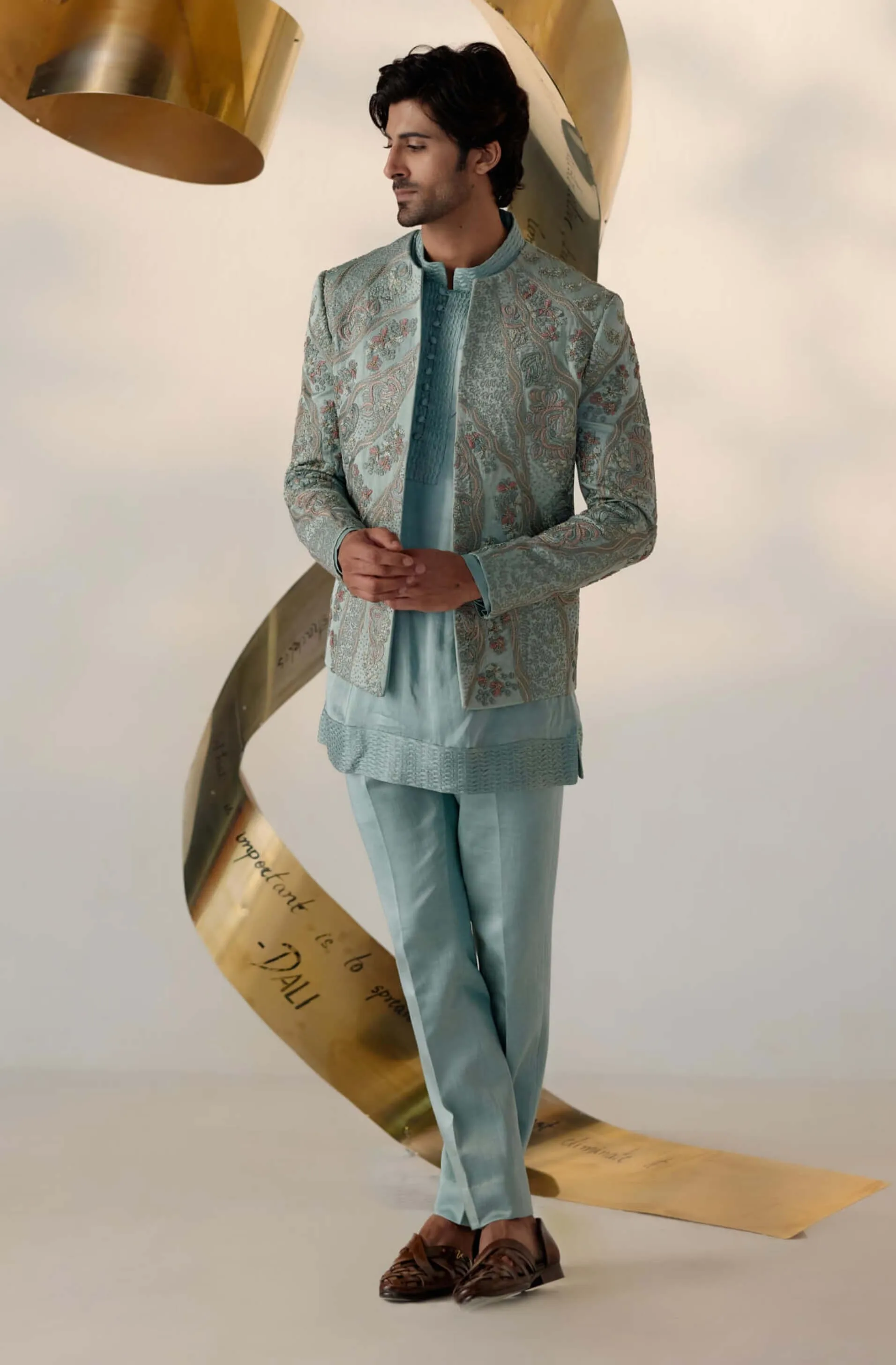 Chateau grey delight short jacket and kurta set