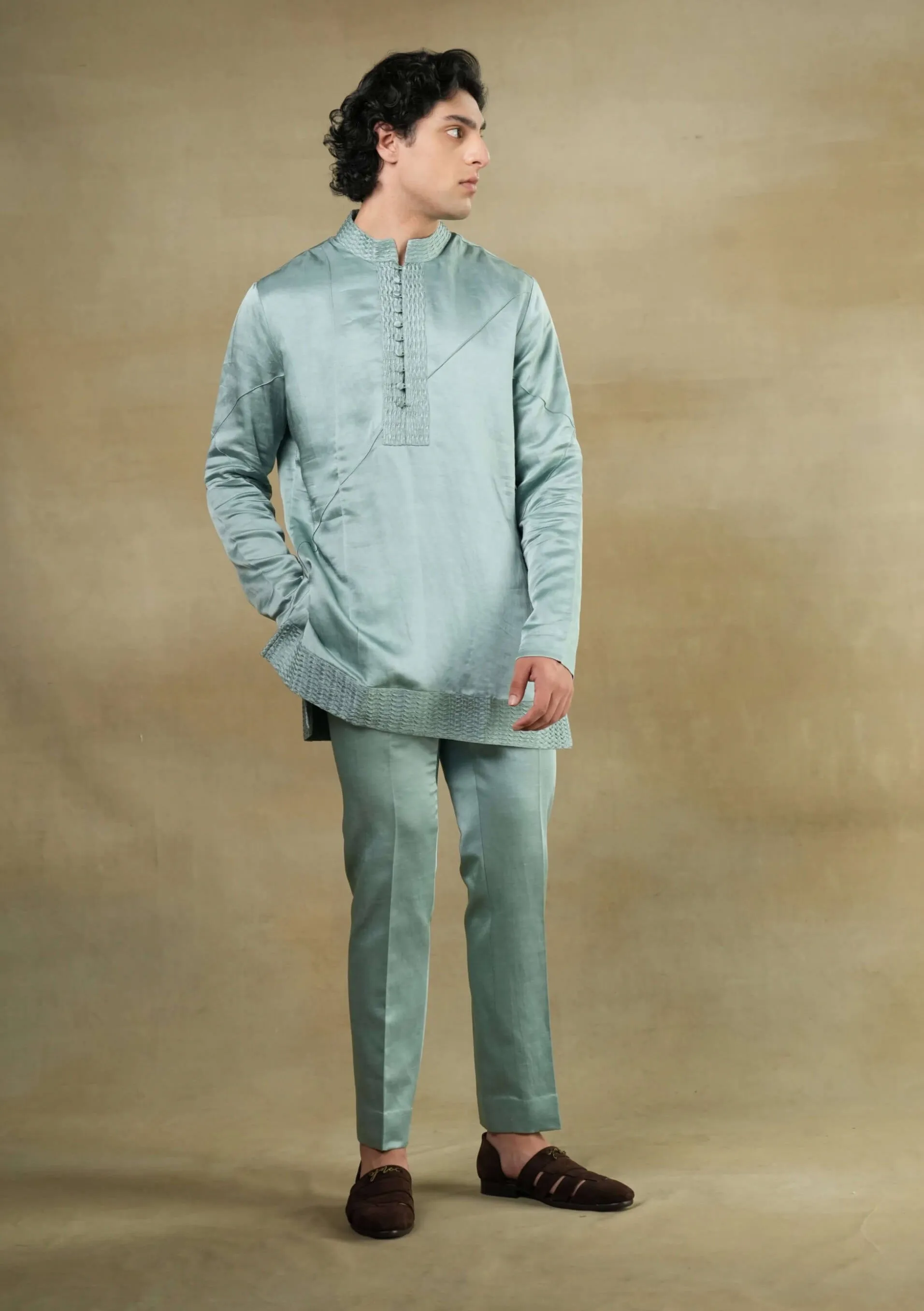 Chateau grey delight short jacket and kurta set