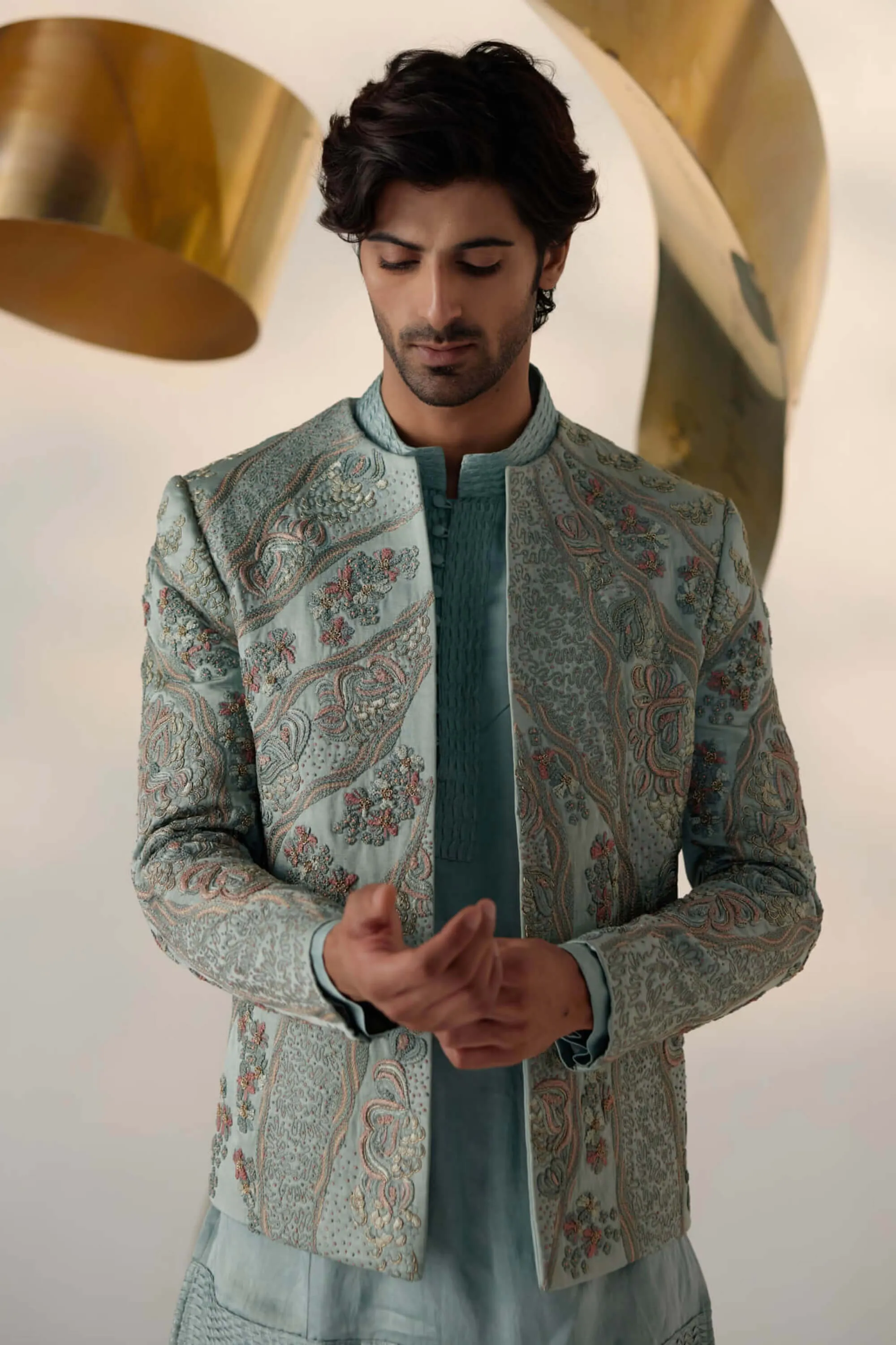 Chateau grey delight short jacket and kurta set
