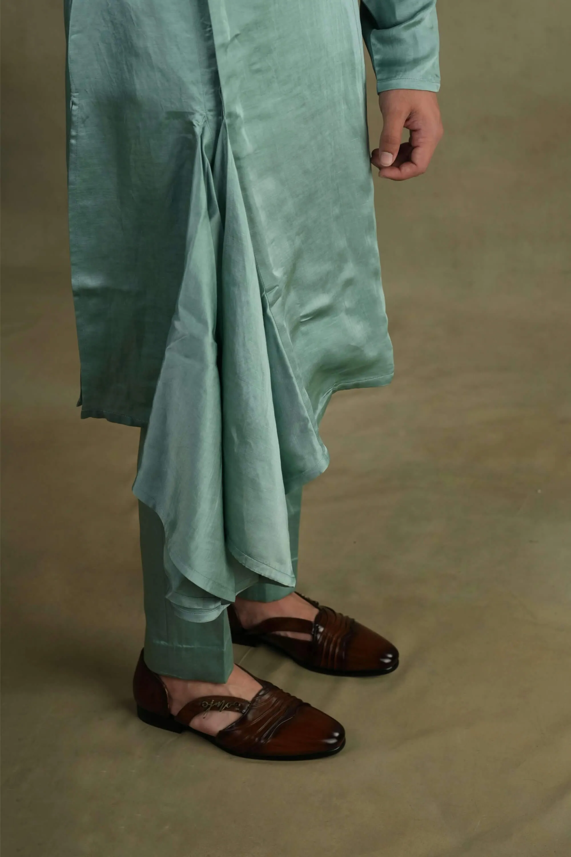 Chateau grey drape kurta and trousers