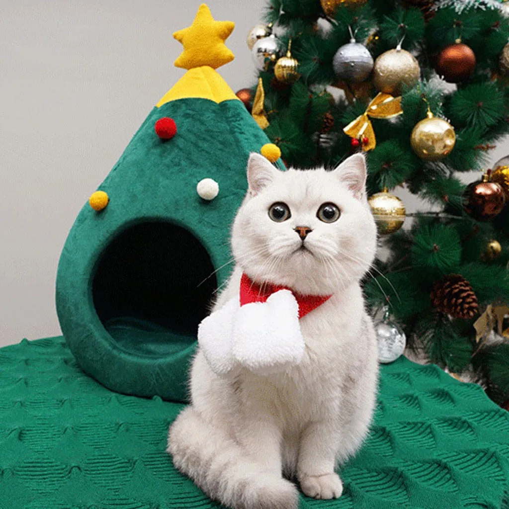 Christmas tree shape Kennel Winter Warm Nest Soft Foldable Pet Dog Cat Bed