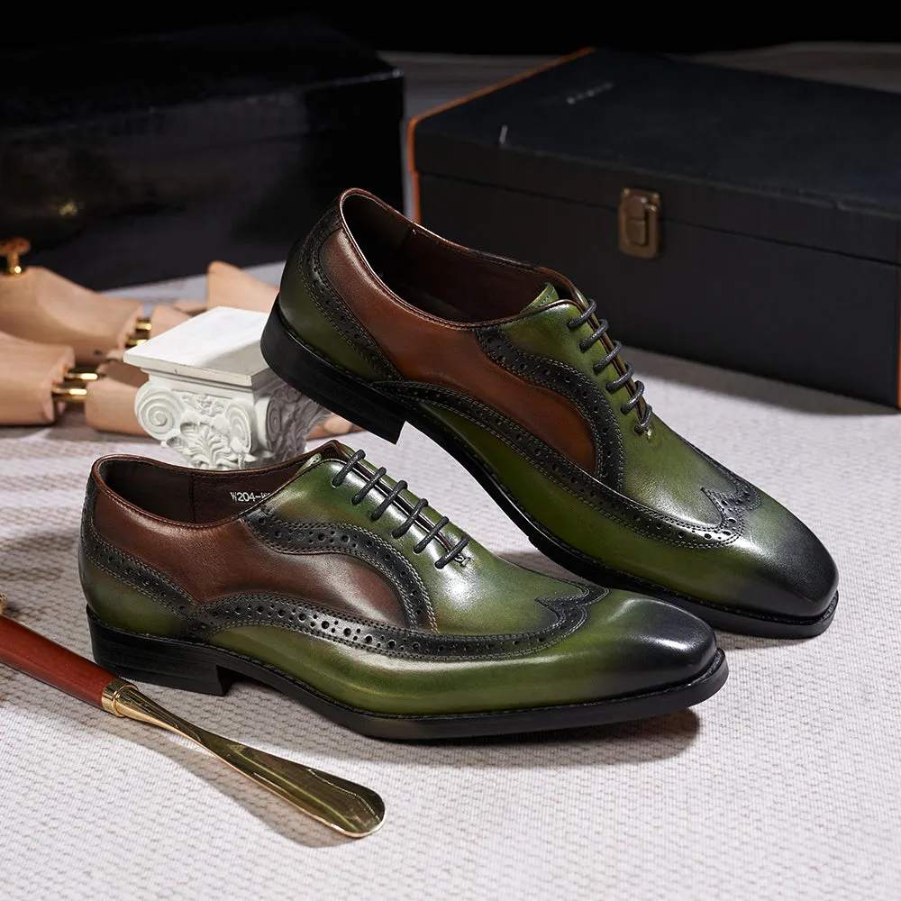 Classic Genuine Leather Gentleman Green Shoes