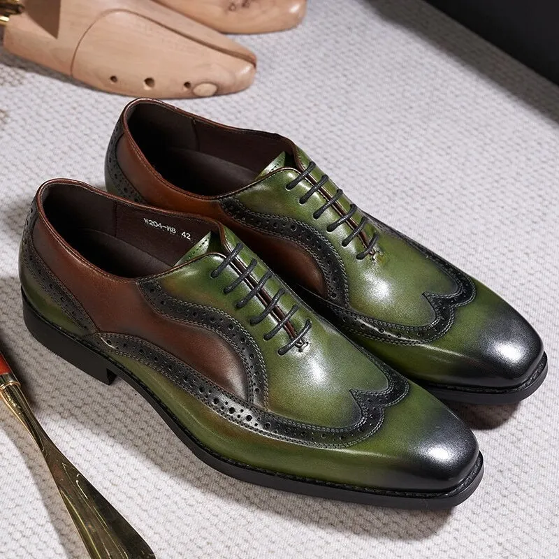 Classic Genuine Leather Gentleman Green Shoes