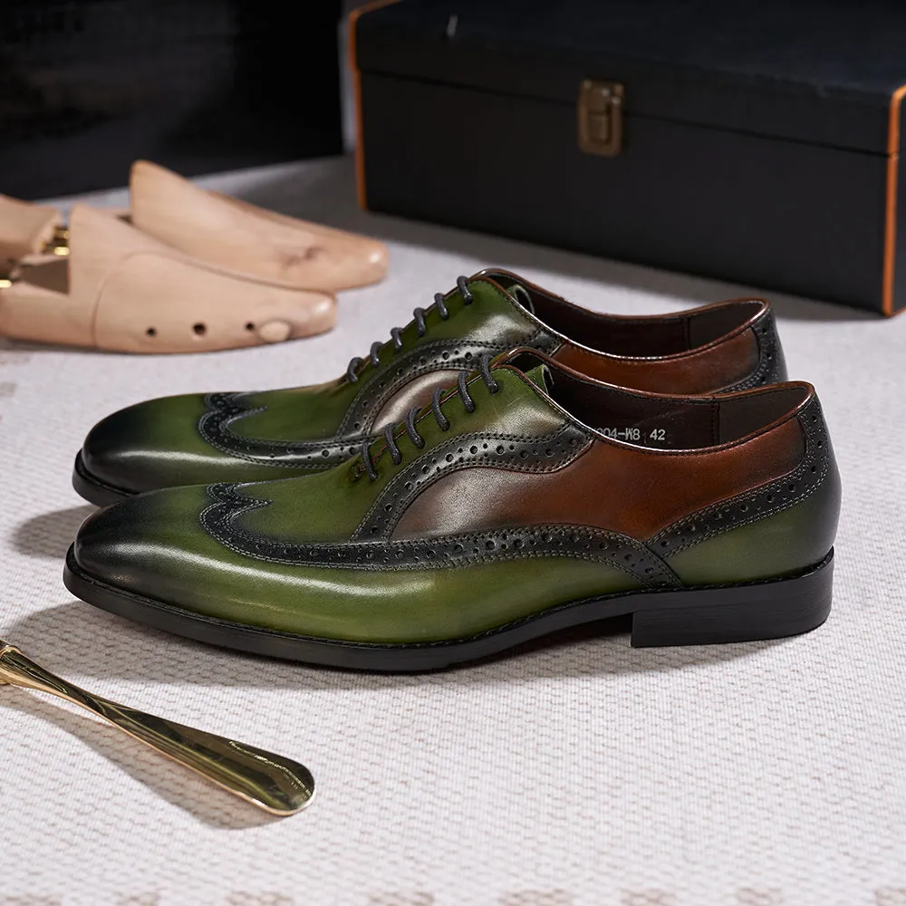 Classic Genuine Leather Gentleman Green Shoes