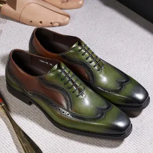 Classic Genuine Leather Gentleman Green Shoes