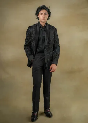 Coal black tuxedo set