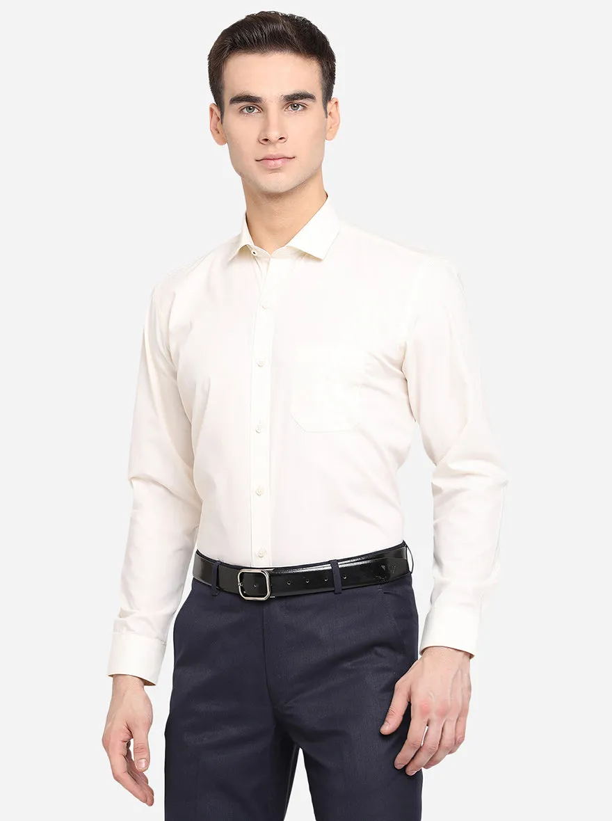 Cream Solid Slim Fit Formal Shirt | Greenfibre