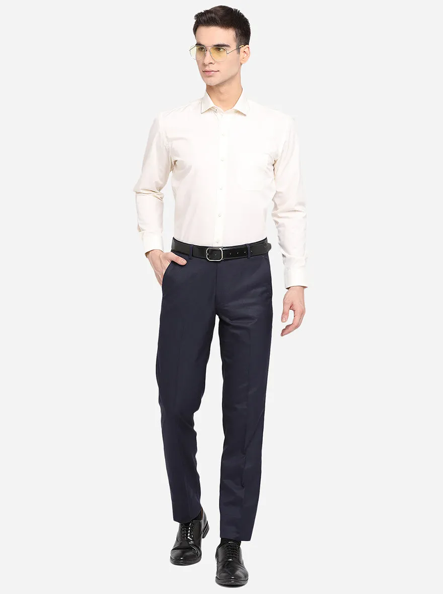 Cream Solid Slim Fit Formal Shirt | Greenfibre