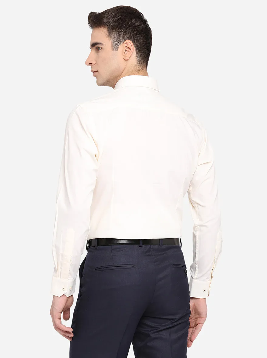 Cream Solid Slim Fit Formal Shirt | Greenfibre