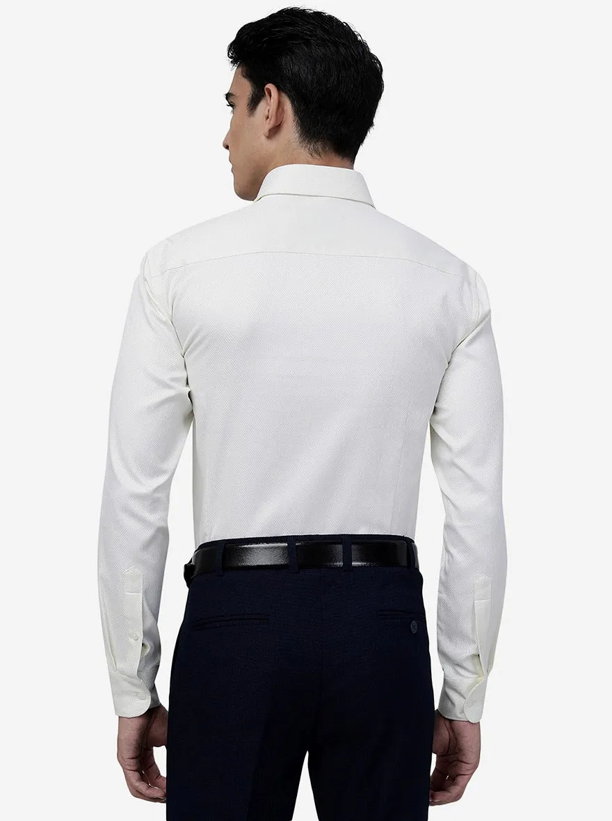 Cream Solid Slim Fit Formal Shirt | Metal