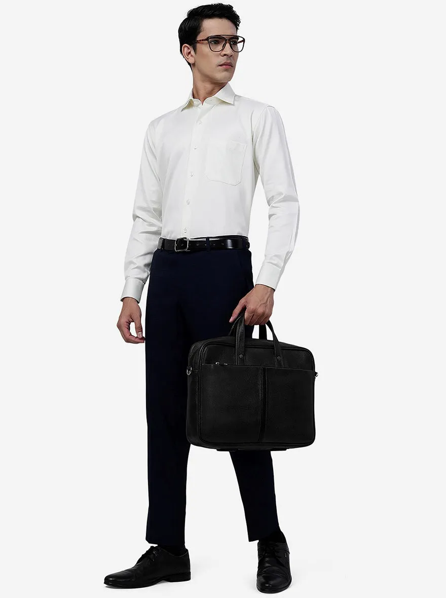 Cream Solid Slim Fit Formal Shirt | Metal